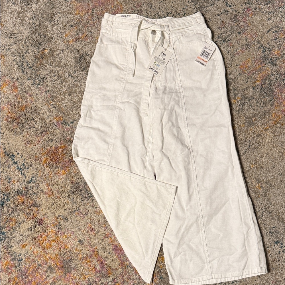 Kensie Women's White Cropped Wide Leg Jeans 2/26